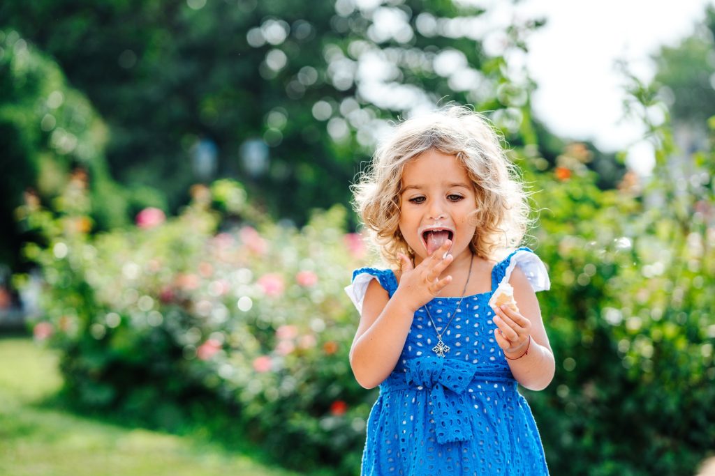 little girl eating ice cream